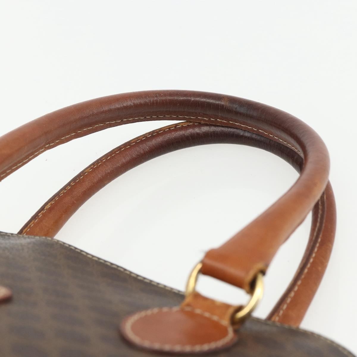 Celine Vintage Macadam Handbag Canvas and Leather, BROWN, CANVAS, Handbag