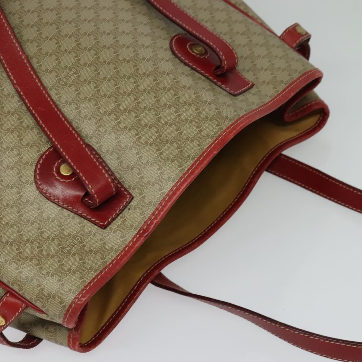 Celine Vintage Macadam Tote bag Canvas and Leather, BEIGE, CANVAS, Tote bag