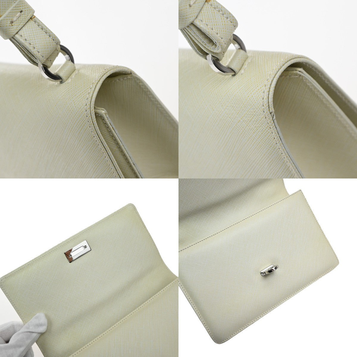 Salvatore Ferragamo Gancini Shoulder Bag Leather, WHITE, LEATHER, Shoulder bag