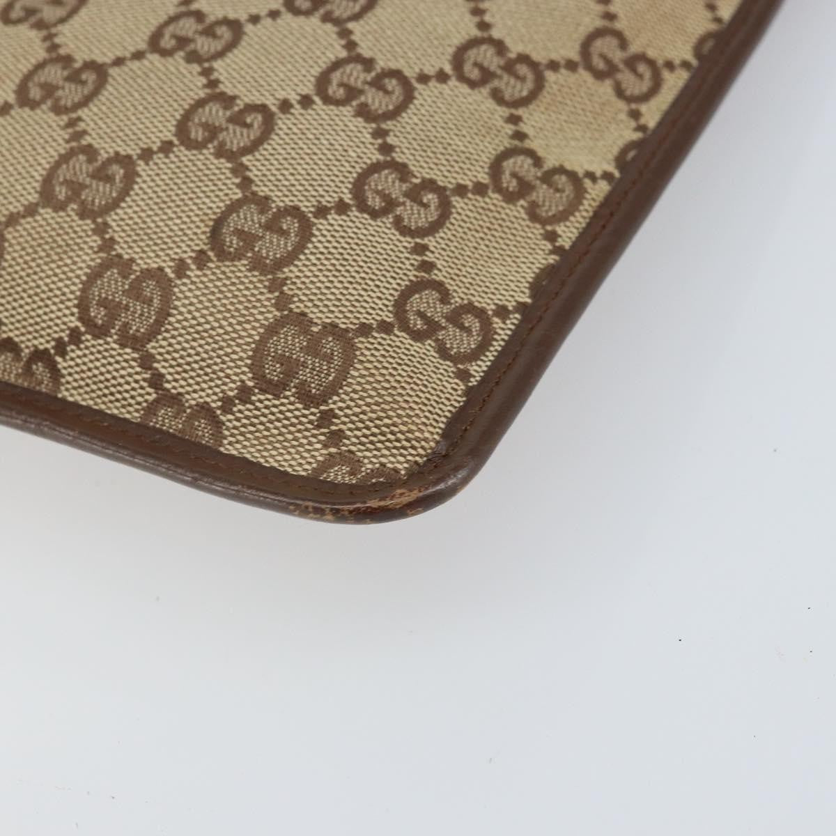 Gucci Vintage Flat Messenger Bag GG Canvas and Leather, BEIGE, CANVAS, Shoulder bag
