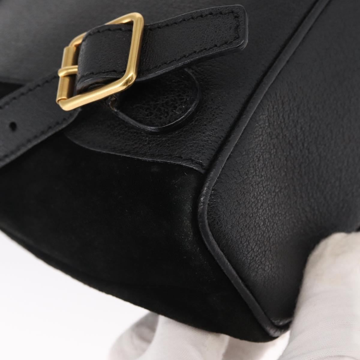 Gucci Vintage Bamboo Backpack Suede, BLACK, SUEDE, Backpack