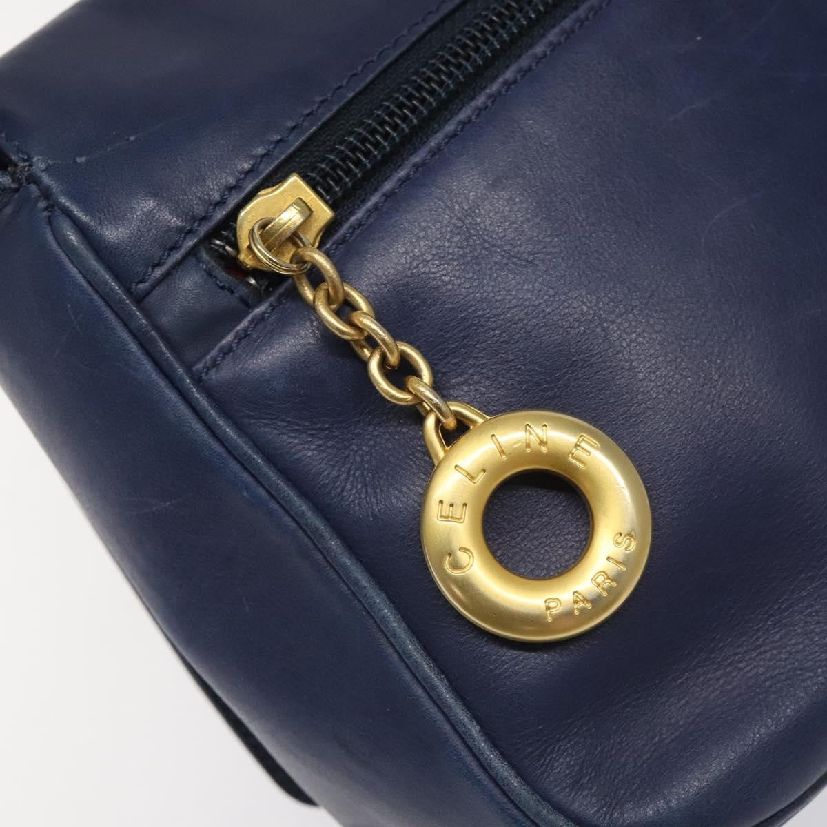 Celine Circle logo Leather, BLUE, LEATHER, Handbag