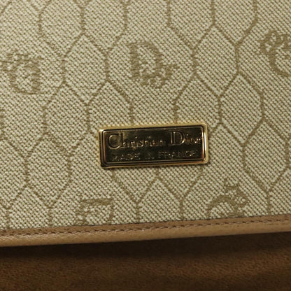 Christian Dior Vintage Honeycomb Shoulder Bag Leather, BEIGE, LEATHER, Shoulder bag