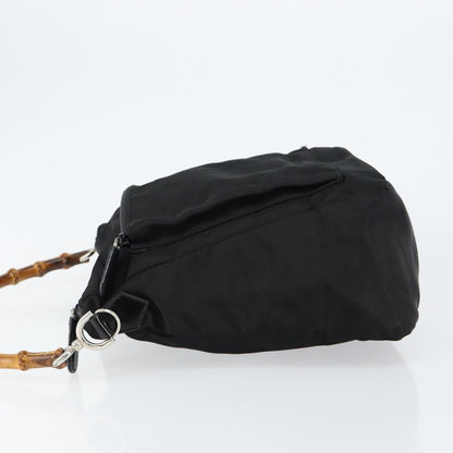 Gucci Vintage Bamboo Handle Bag Nylon, Black, Nylon, Handbag