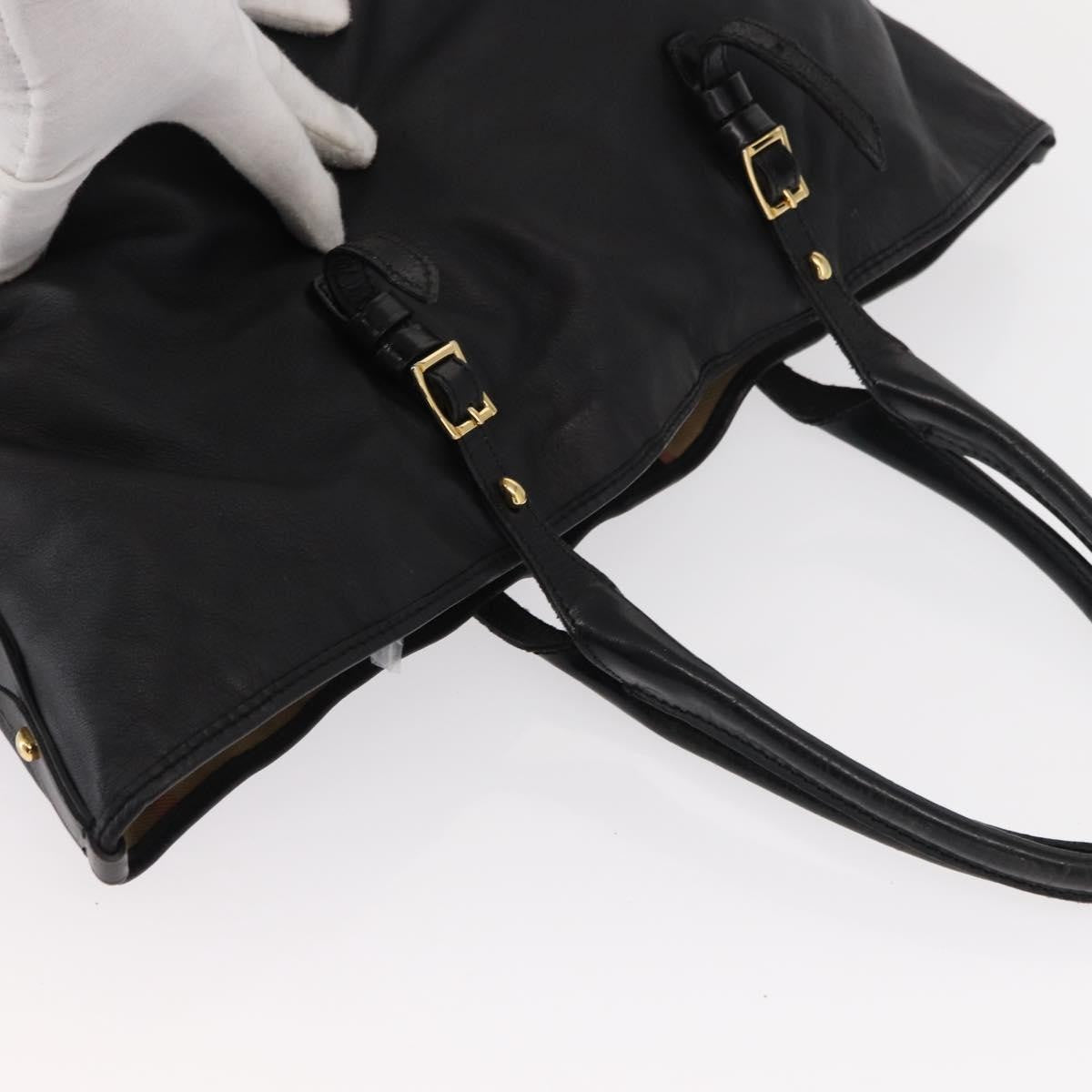 Burberry Vintage Tote Leather, BLACK, LEATHER, Tote bag