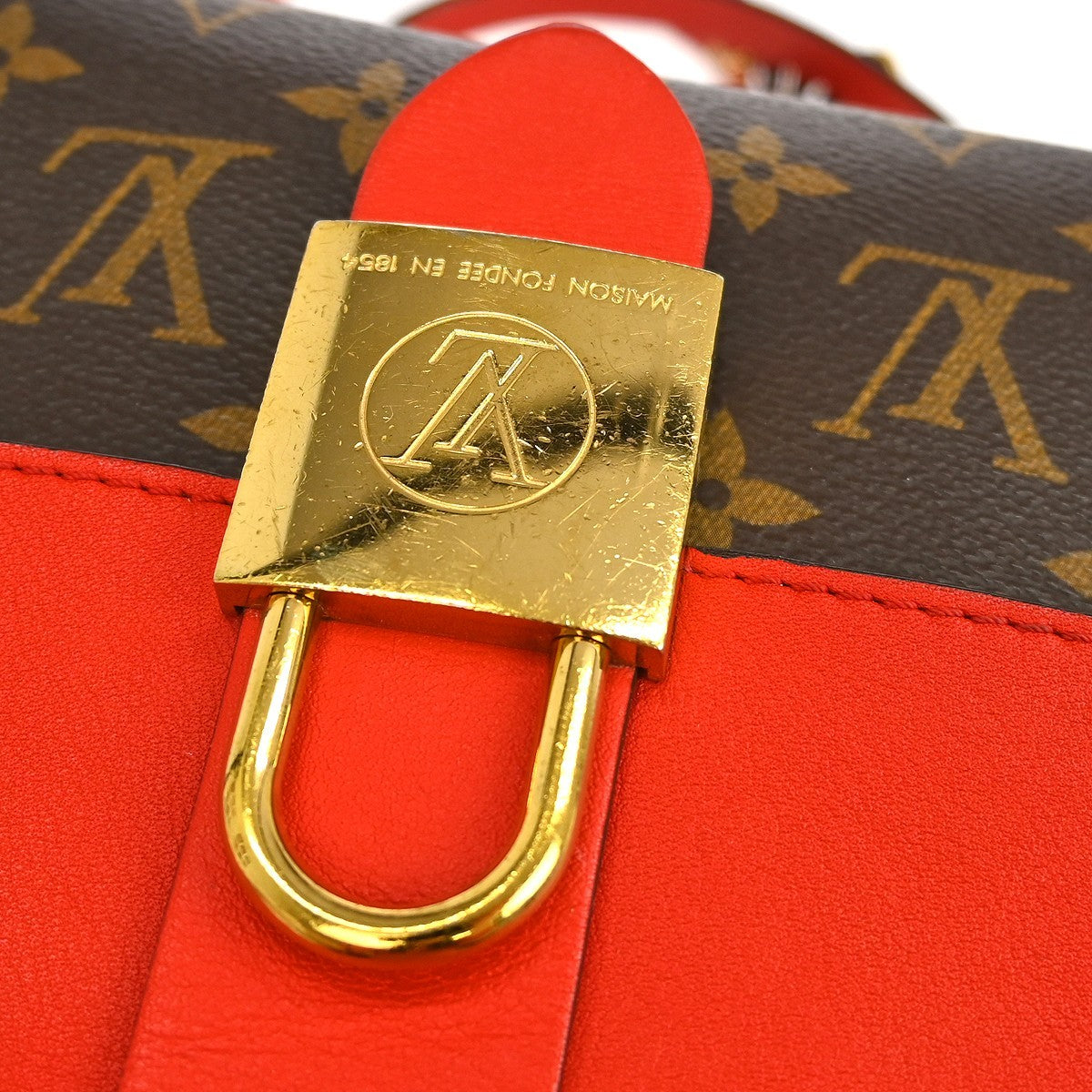 Louis Vuitton Locky Handbag Monogram Canvas with Leather, Brown, Canvas, Handbag