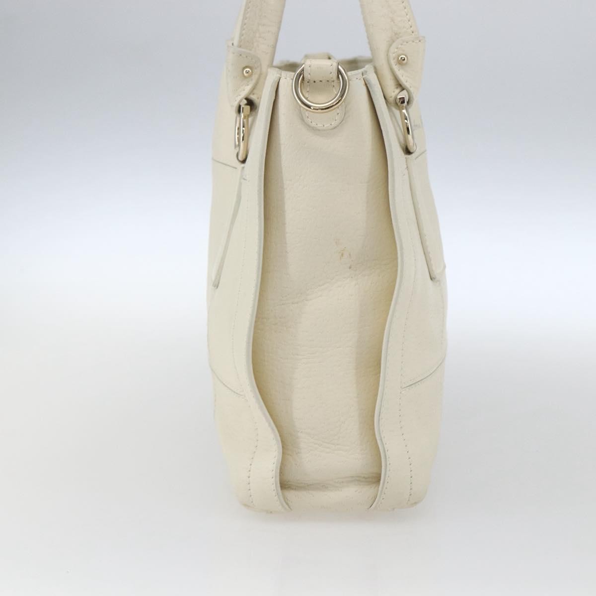 Salvatore Ferragamo Gancini handbag Leather, WHITE, LEATHER, Handbag