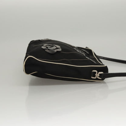 Prada Vintage Shoulder Bag Nylon and Leather, Black, Nylon, Shoulder Bag