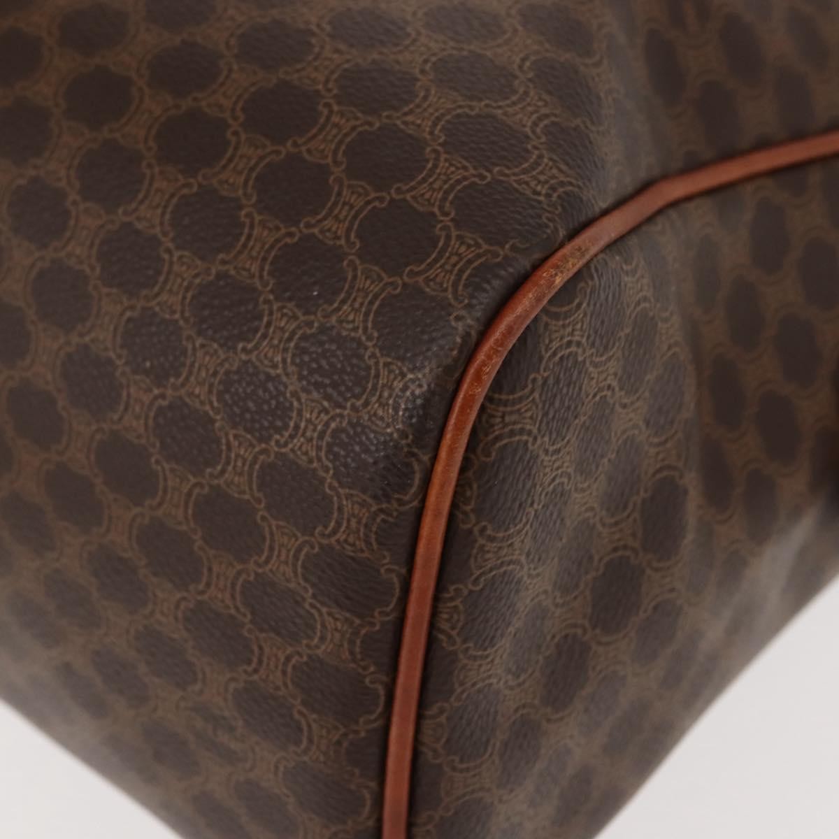 Celine Vintage Macadam Handbag Canvas and Leather, BROWN, CANVAS, Handbag