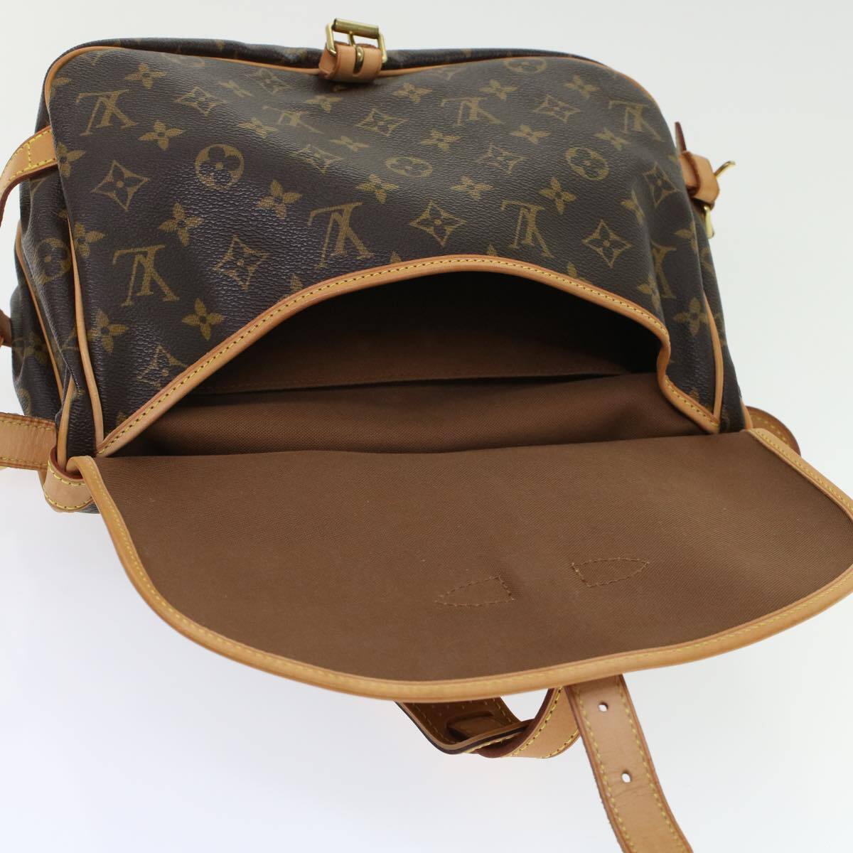 Louis Vuitton Saumur Handbag Monogram Canvas, BROWN, CANVAS, Shoulder bag