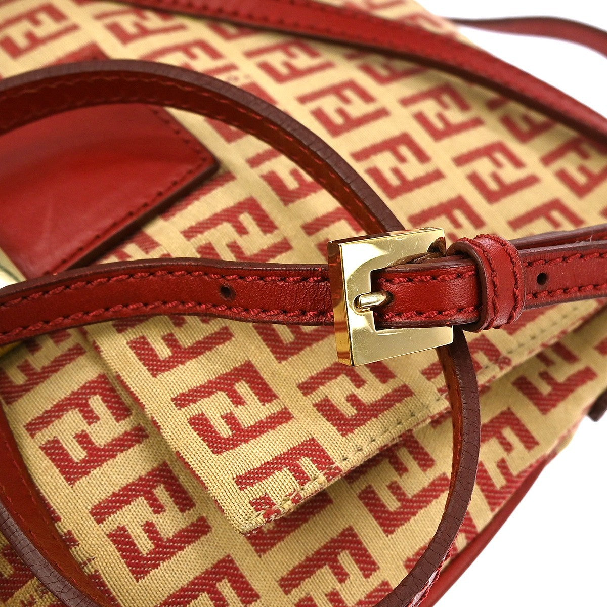 Fendi Vintage Flap Crossbody Bag Zucchino Coated Canvas, BEIGE, CANVAS, Shoulder bag