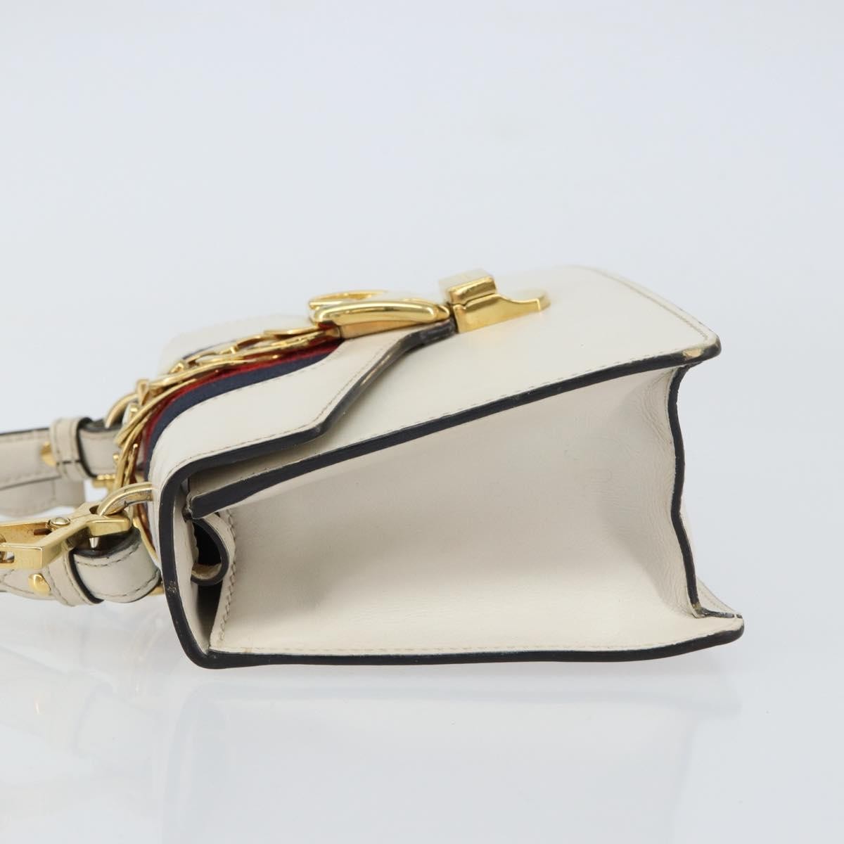 Gucci Sylvie Top Handle Bag Leather, WHITE, LEATHER, Handbag