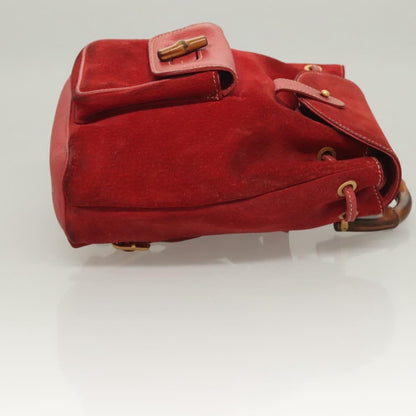 Gucci Vintage Bamboo Backpack Suede, RED, SUEDE, Backpack