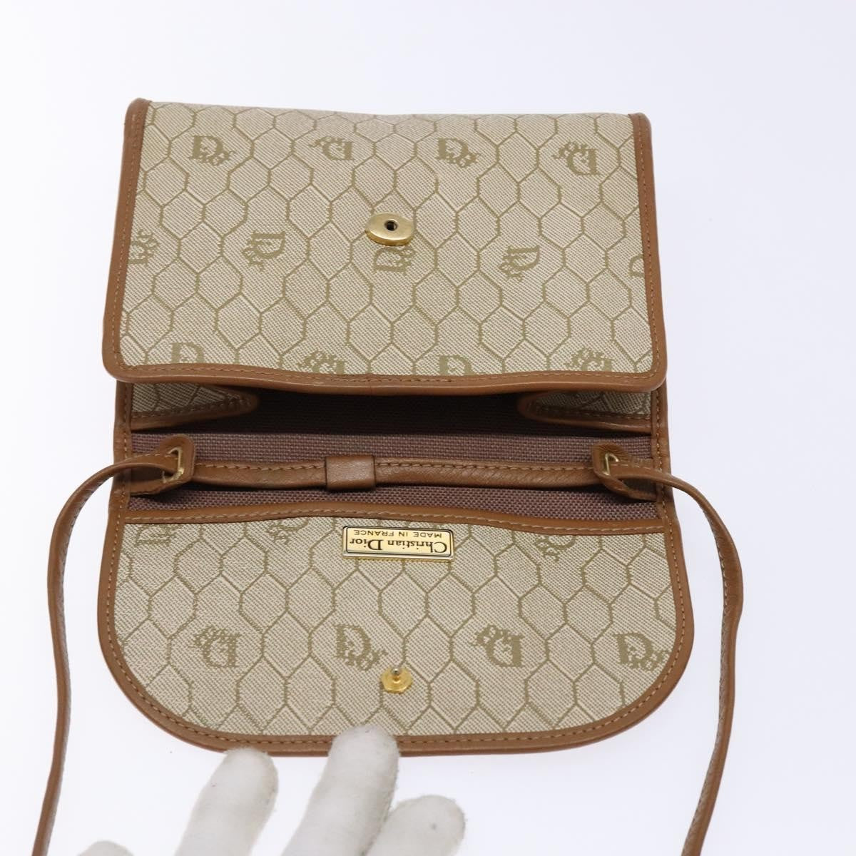 Christian Dior Vintage Honeycomb Flap Crossbody Bag Coated Canvas, BEIGE, PVC, Crossbody bag