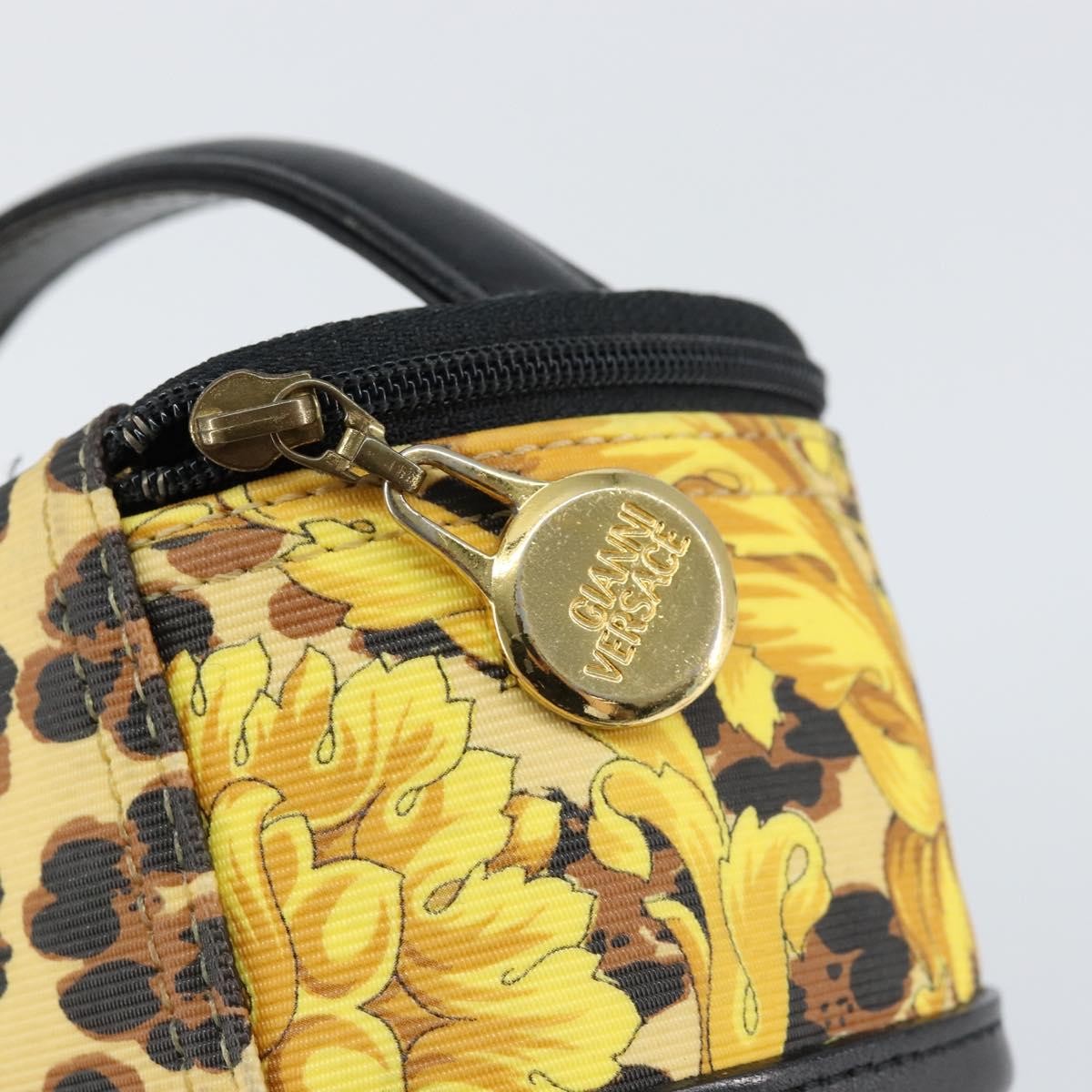 Versace Vanity Hand Bag Canvas and Leather, GOLD, LEATHER, Clutche & pouche