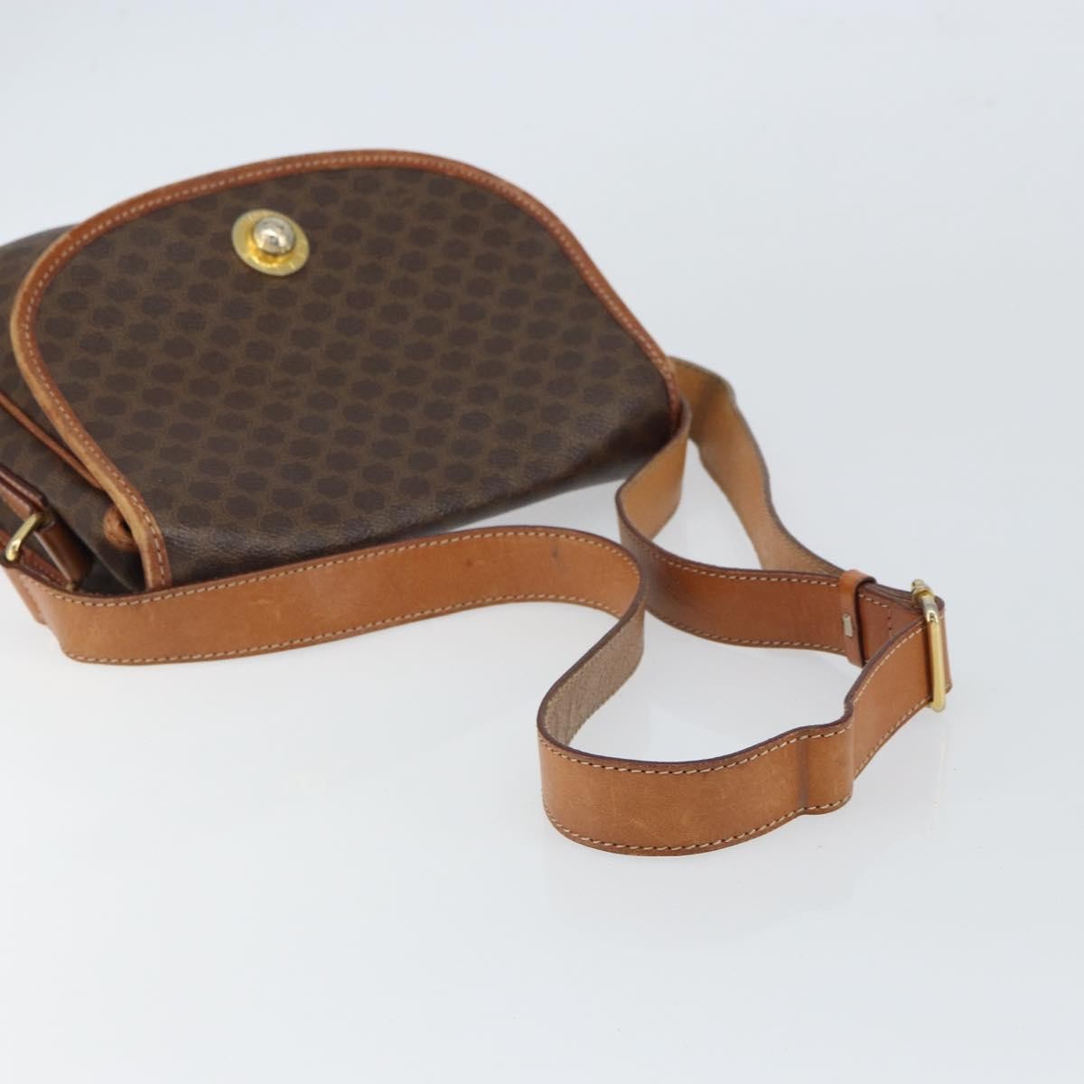 Celine Vintage Macadam Shoulder Bag Canvas and Leather, BROWN, CANVAS, Shoulder bag