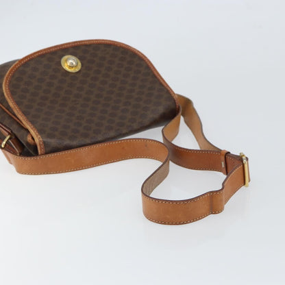 Celine Vintage Macadam Shoulder Bag Canvas and Leather, BROWN, CANVAS, Shoulder bag