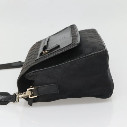 Gucci Flap Messenger Bag GG Coated Canvas, BLACK, CANVAS, Shoulder bag