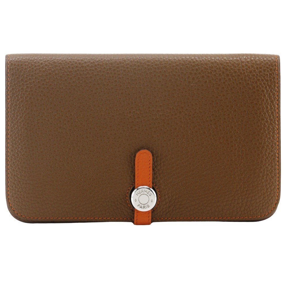 Hermes Dogon Duo Combined Wallet Leather, BROWN, LEATHER, Wallets