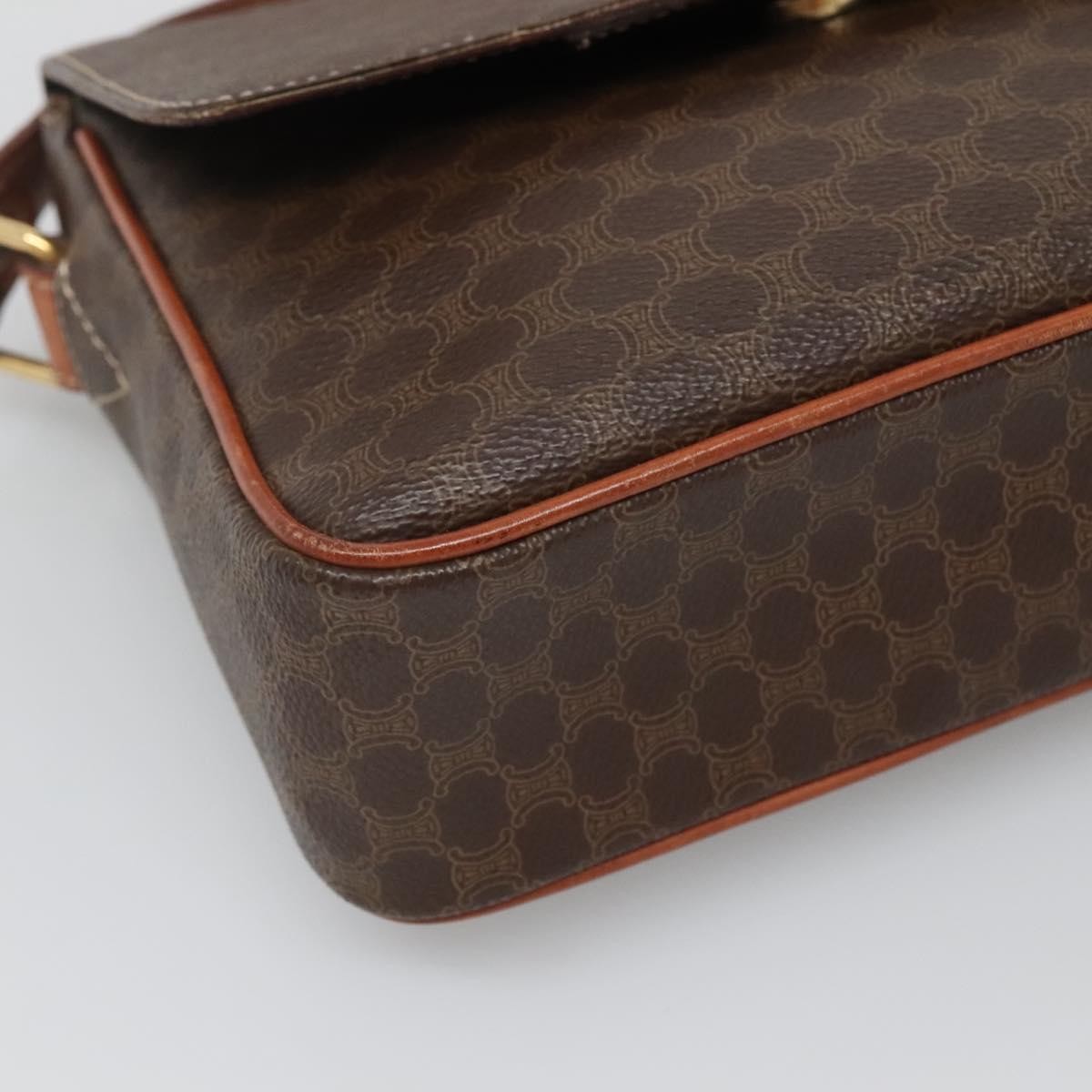 Celine Vintage Macadam Shoulder Bag Canvas and Leather, BROWN, CANVAS, Shoulder bag