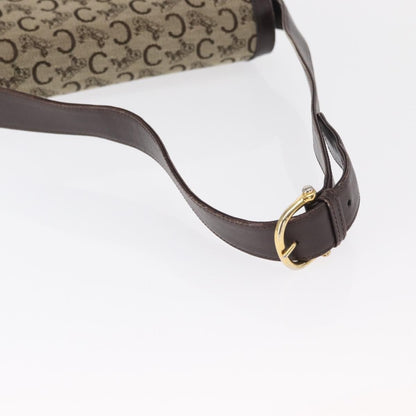 Celine Vintage C Sulky Horsebit Shoulder bag Canvas and Leather, BROWN, CANVAS, Shoulder bag