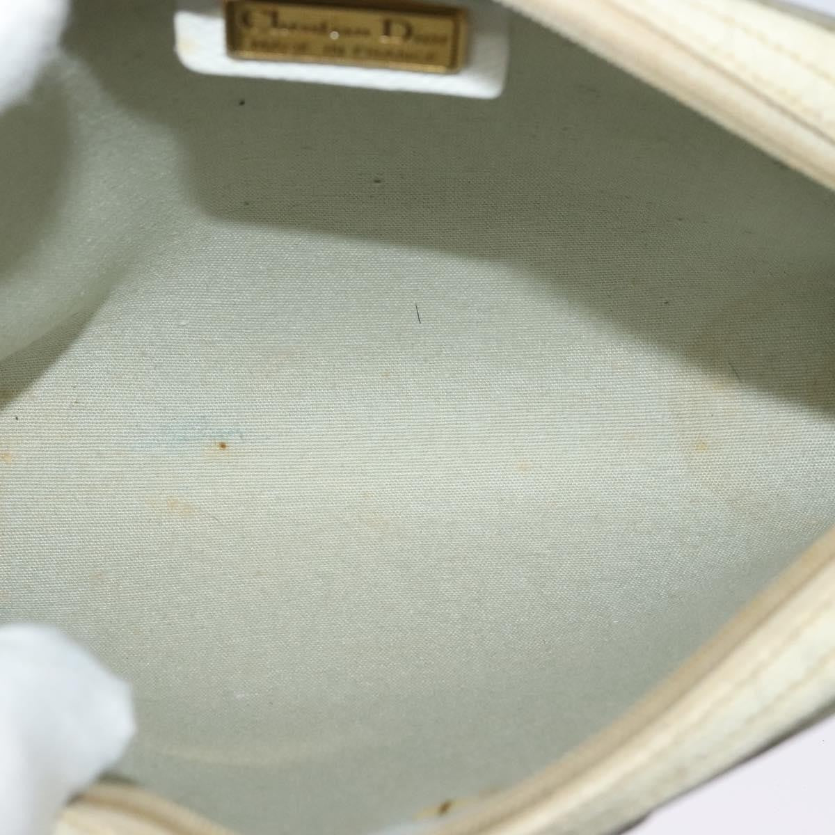 Christian Dior Vintage Honeycomb Zip Pouch Coated Canvas, WHITE, LEATHER, Clutche & pouche