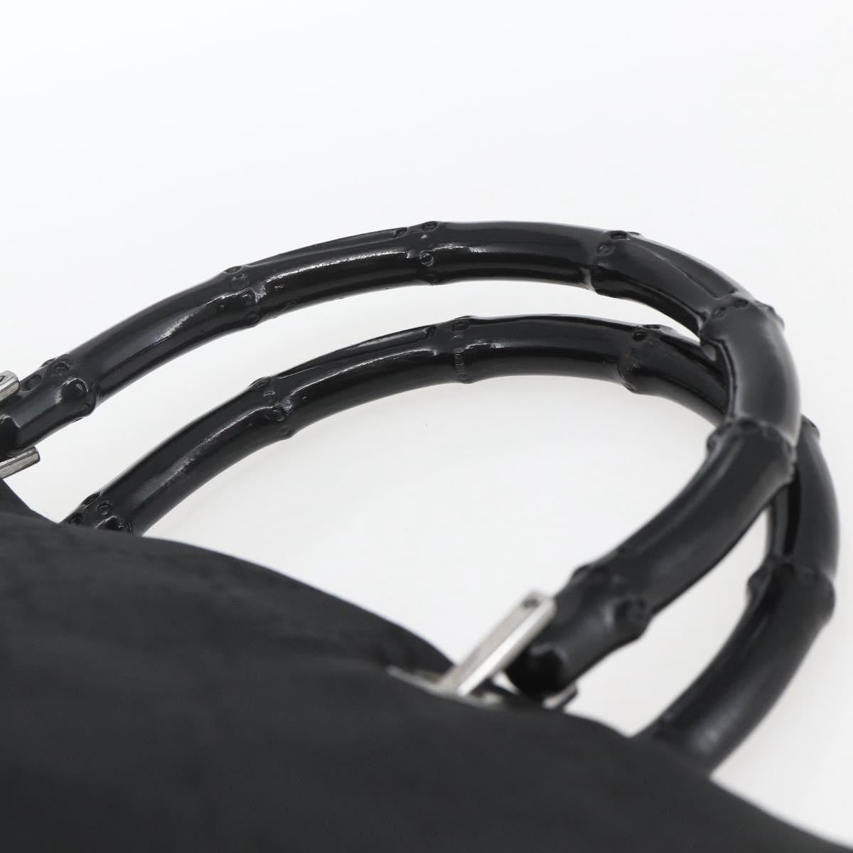 Gucci Vintage Bamboo Handle Tote GG Nylon, Black, Nylon, Tote Bag