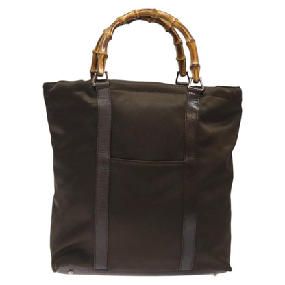 Gucci Vintage Bamboo Handle Tote Nylon, BROWN, NYLON, Tote bag
