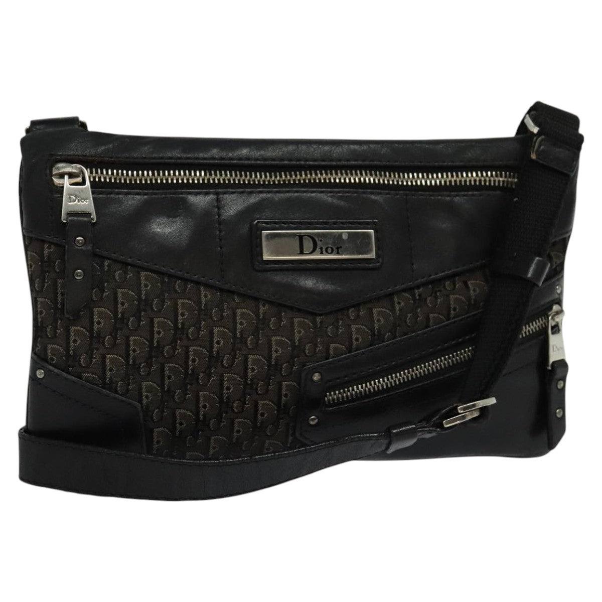 Christian Dior Vintage Trotter Shoulder Bag Canvas, BLACK, CANVAS, Shoulder bag