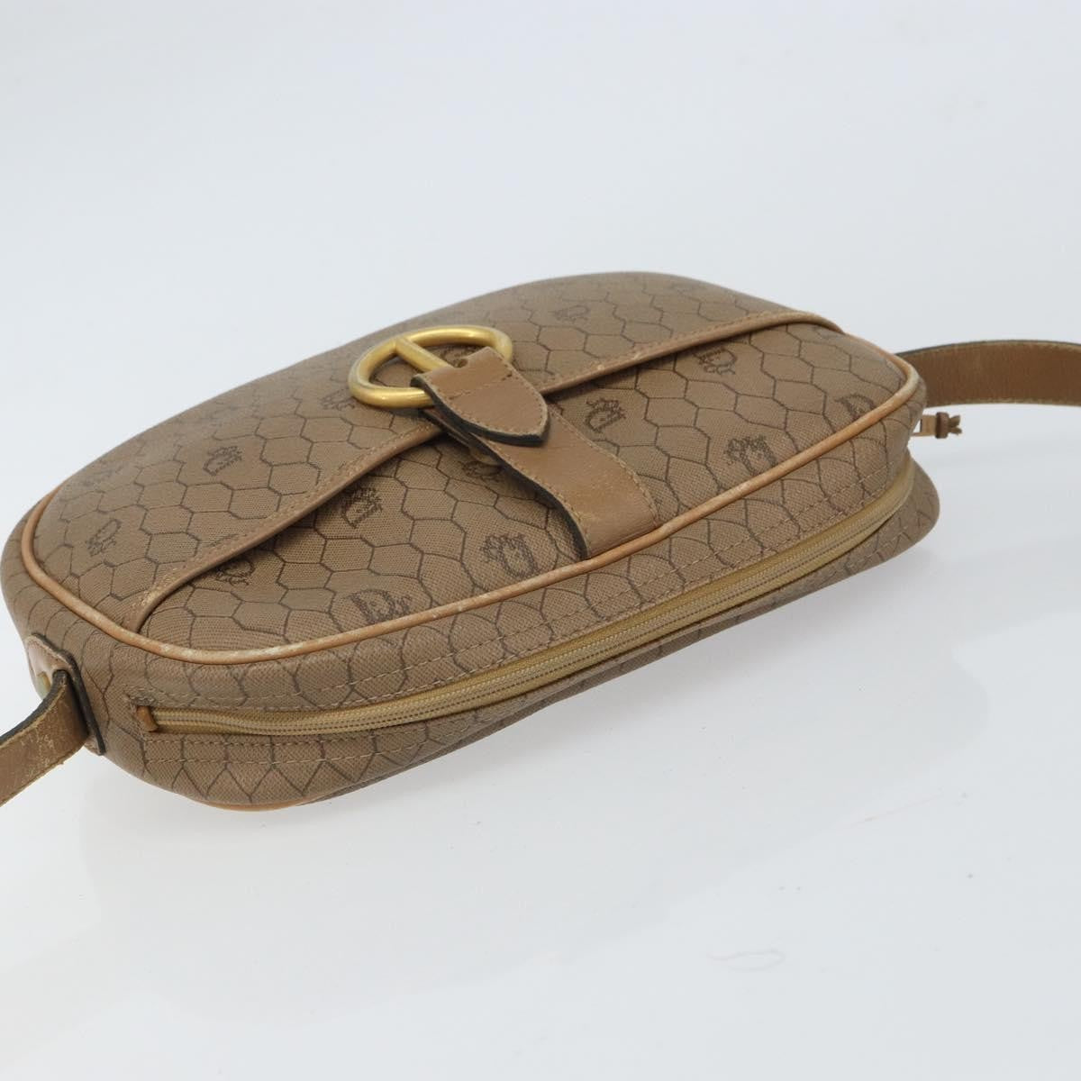 Christian Dior Vintage Honeycomb Shoulder Bag Canvas and Leather, BEIGE, CANVAS, Shoulder bag