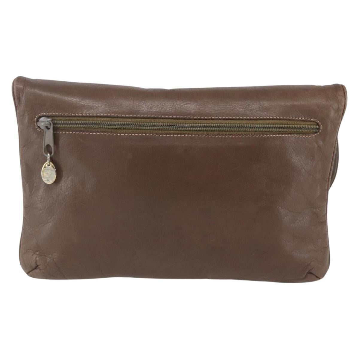 Celine Vintage Shoulder Bag Leather, BROWN, LEATHER, Shoulder bag