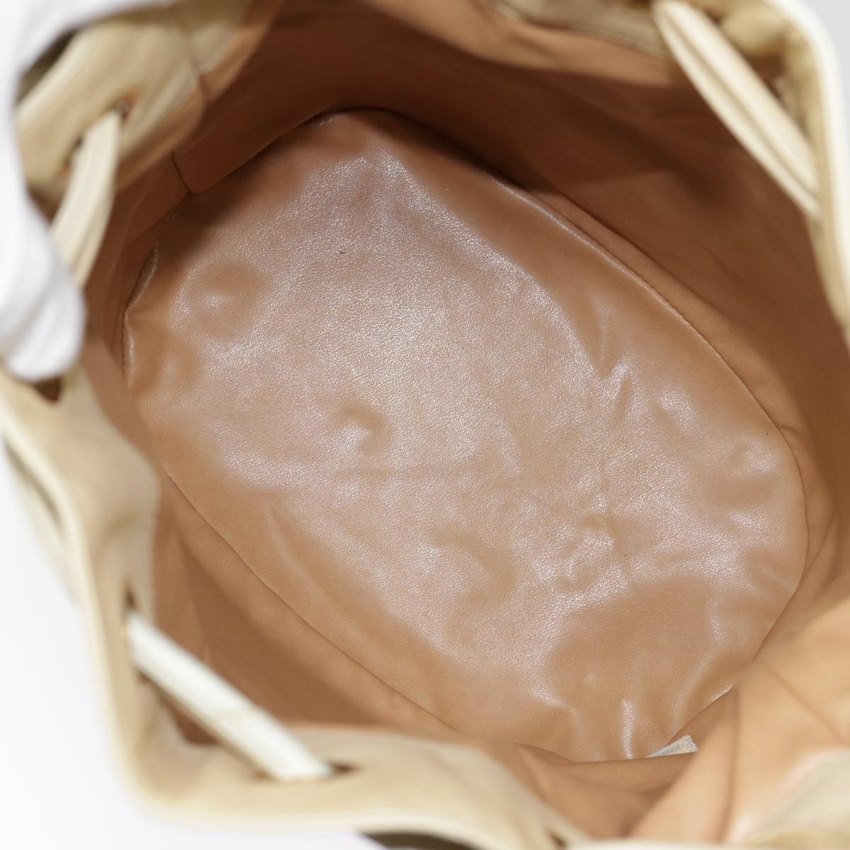 Chanel Vintage CC Drawstring Bucket Bag Lambskin, BEIGE, LEATHER, Shoulder bag