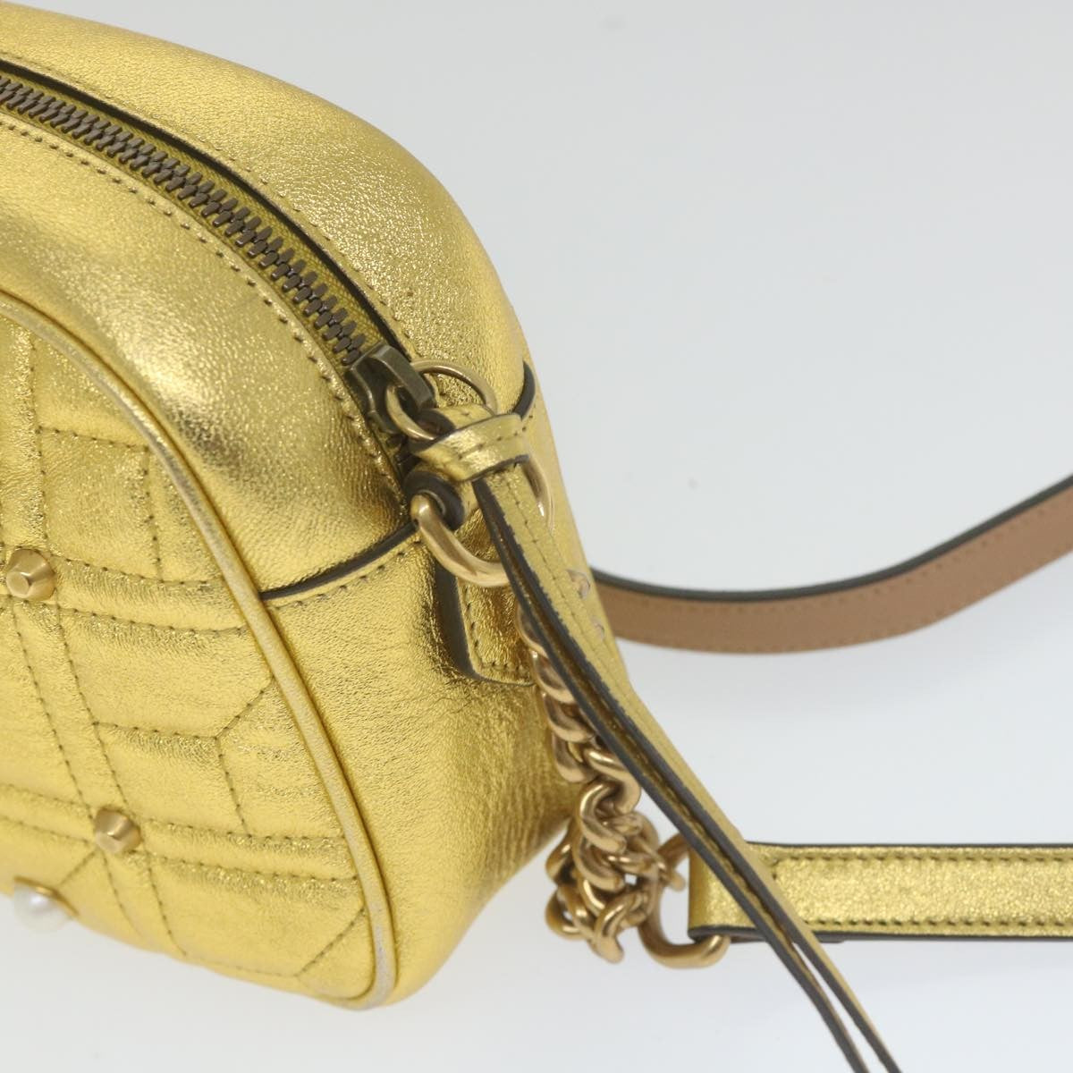 Gucci GG Marmont Shoulder Bag Leather, Gold, Leather, Shoulder Bag