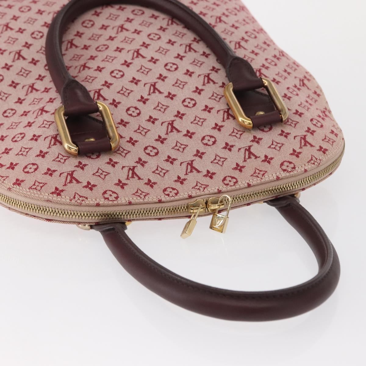 Louis Vuitton Alma Handbag Mini Lin Monogram, RED, CANVAS, Handbag
