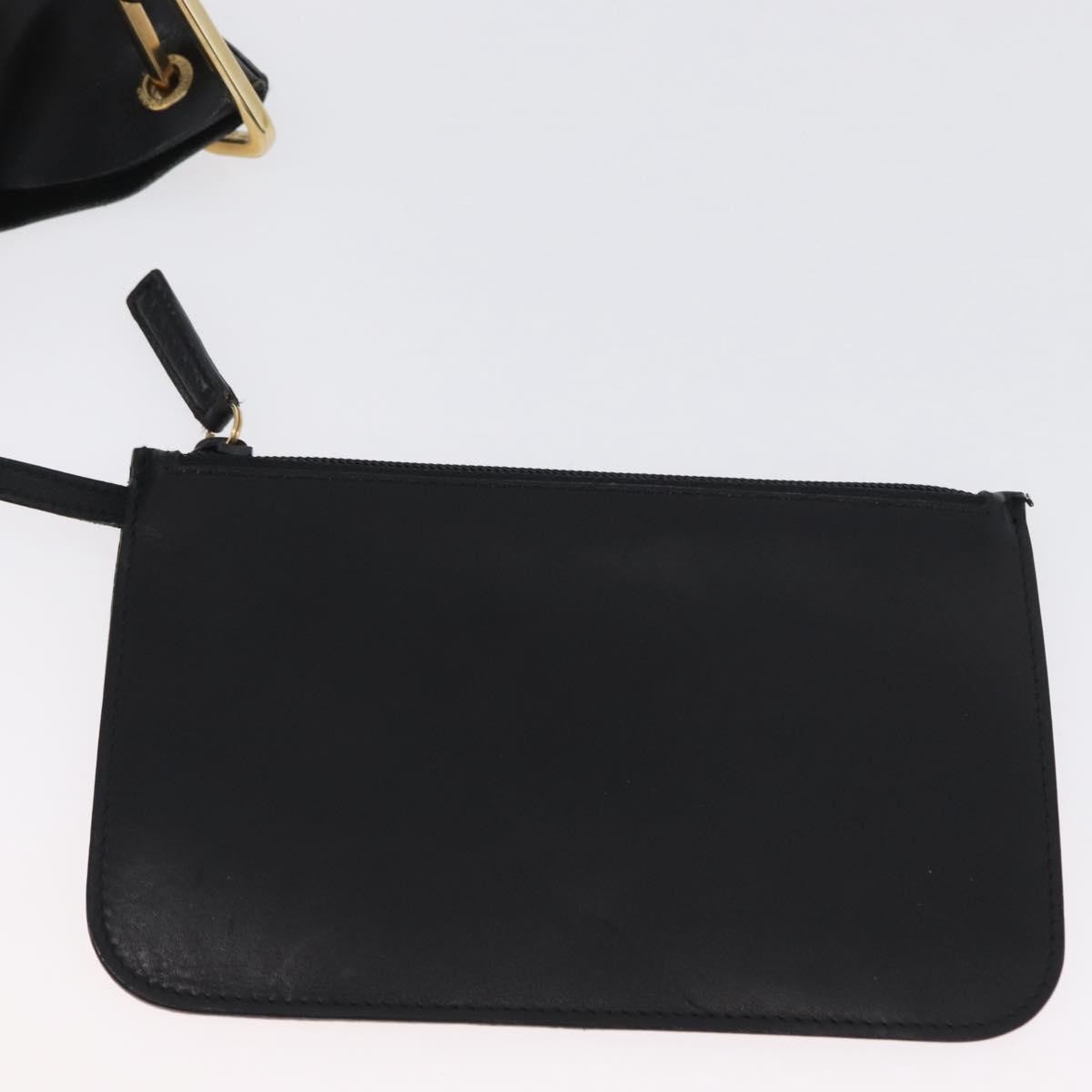Gucci Vintage Bamboo Hobo Leather, BLACK, LEATHER, Tote bag