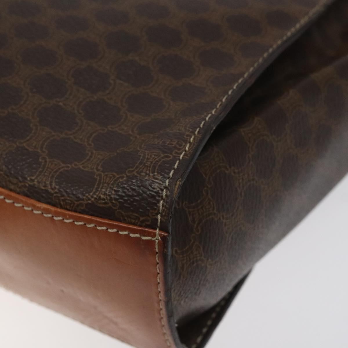 Celine Vintage Macadam Circle Logo Shoulder Bag Canvas and Leather, Brown, Canvas, Shoulder Bag