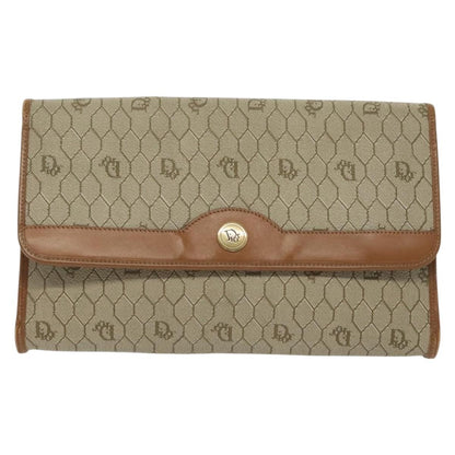 Christian Dior Vintage Honeycomb chain Canvas, BEIGE, CANVAS, Handbag