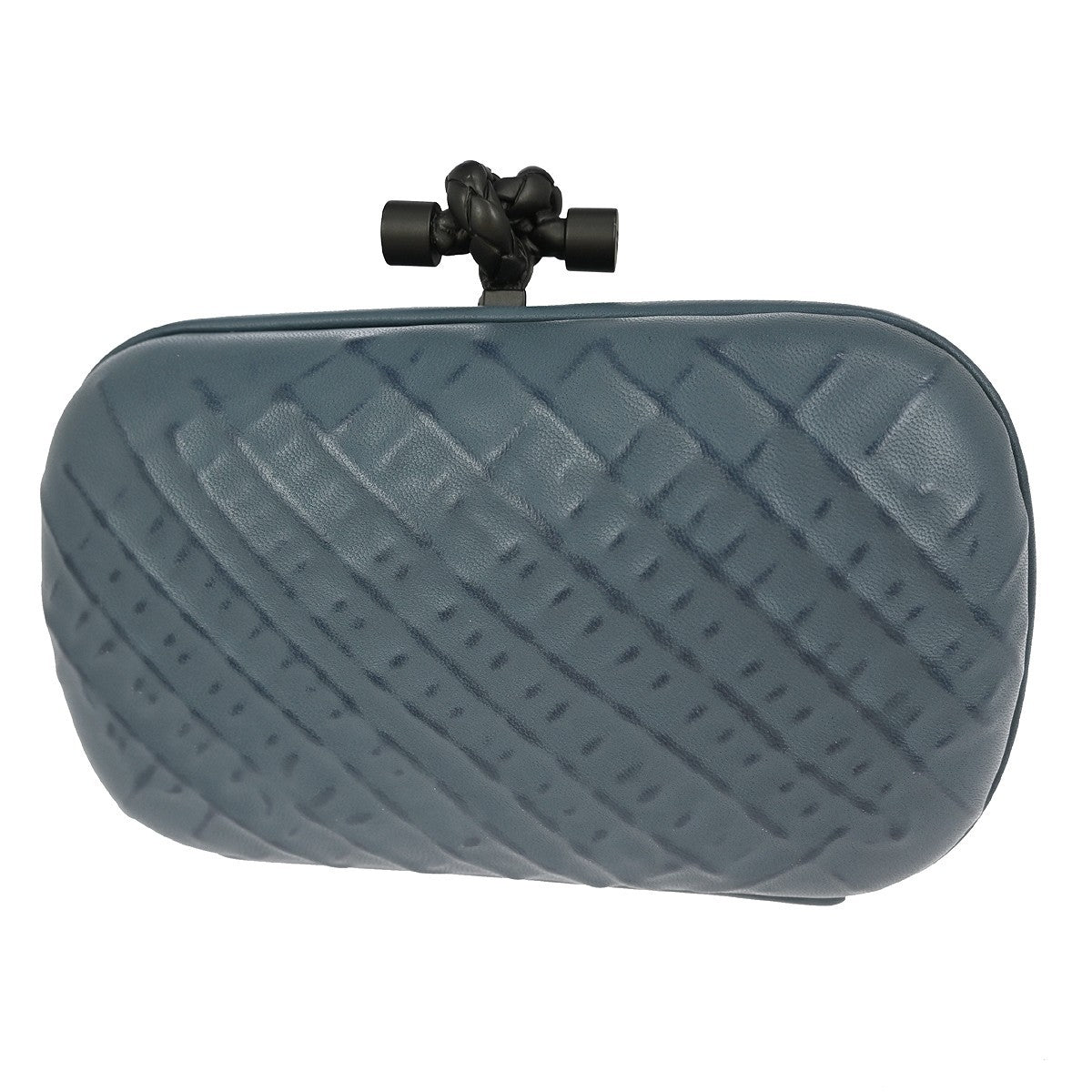 Bottega Veneta Box Knot Clutch Intrecciato Nappa, BLUE, LEATHER, Clutche & pouche