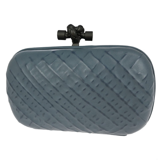 Bottega Veneta Box Knot Clutch Intrecciato Nappa, BLUE, LEATHER, Clutche & pouche