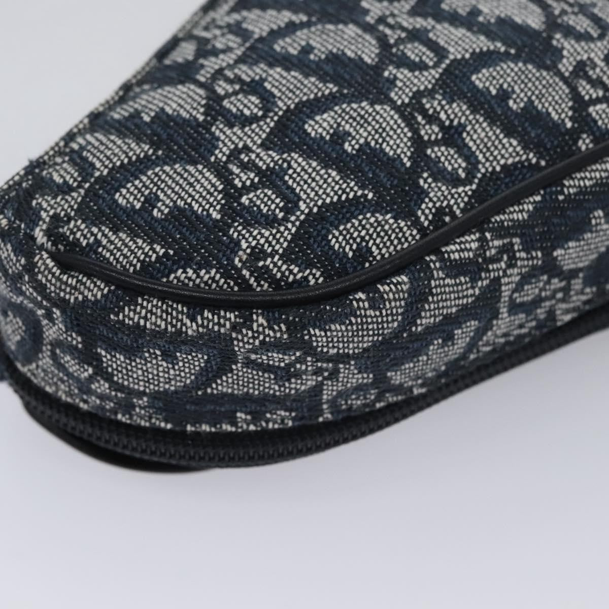Christian Dior Vintage Saddle Coin Purse Diorissimo Canvas, NAVY, CANVAS, Wallets