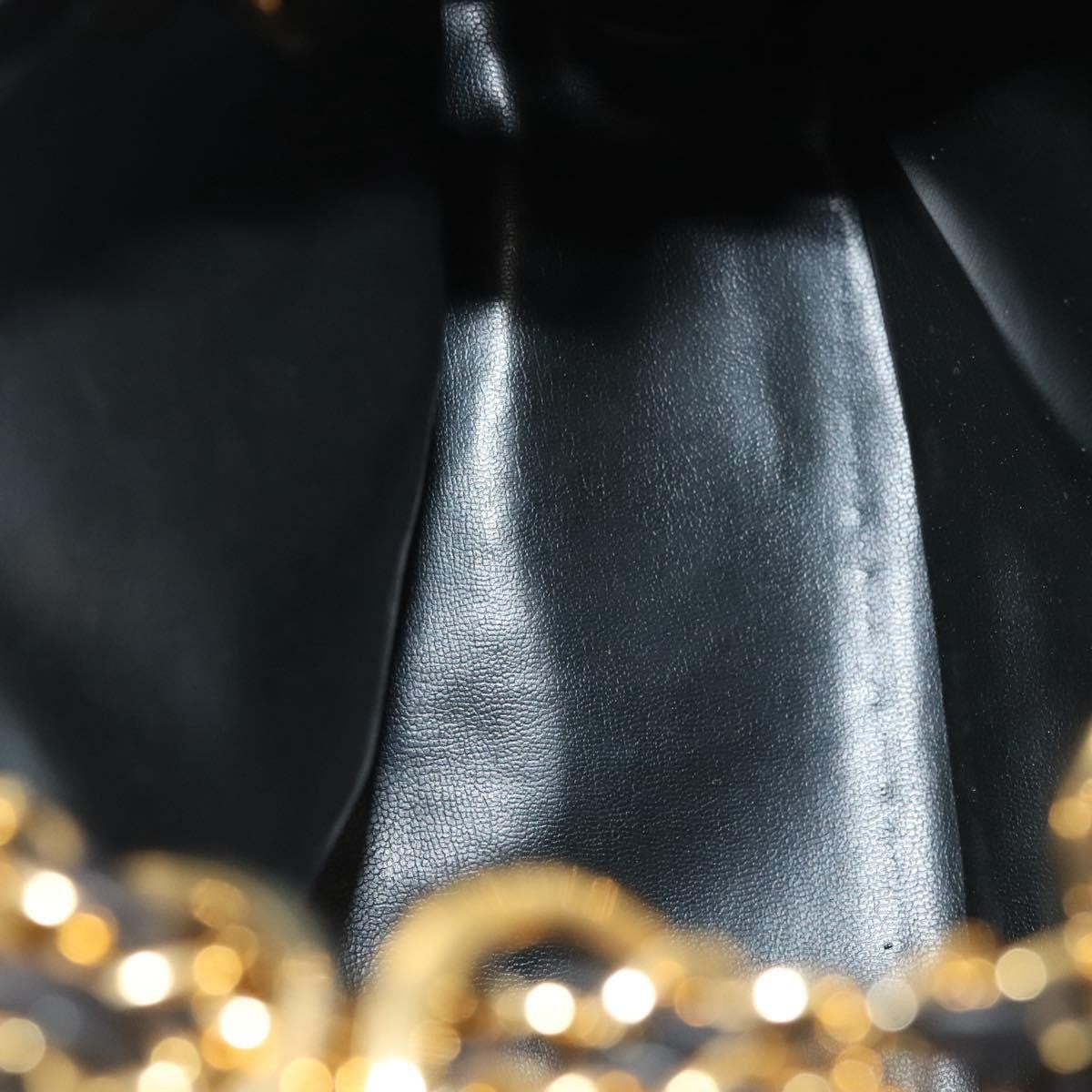 Chanel Vintage Drawstring Chain Bucket Bag Quilted Canvas, BLACK, CANVAS, Shoulder bag