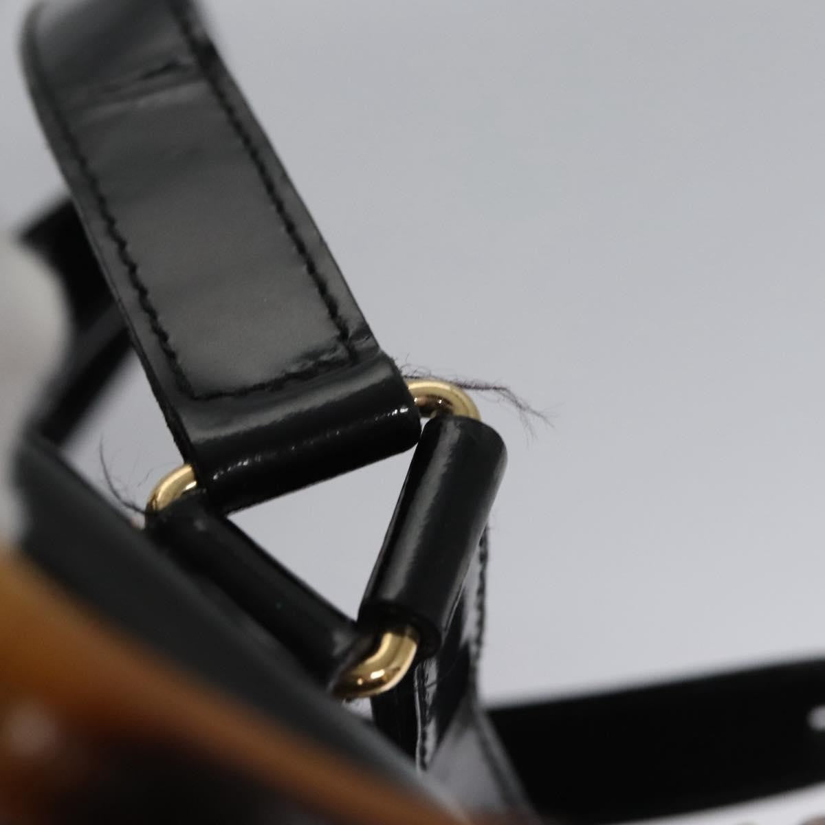 Gucci Vintage Bamboo Backpack Patent, BLACK, PATENT_LEATHER, Backpack