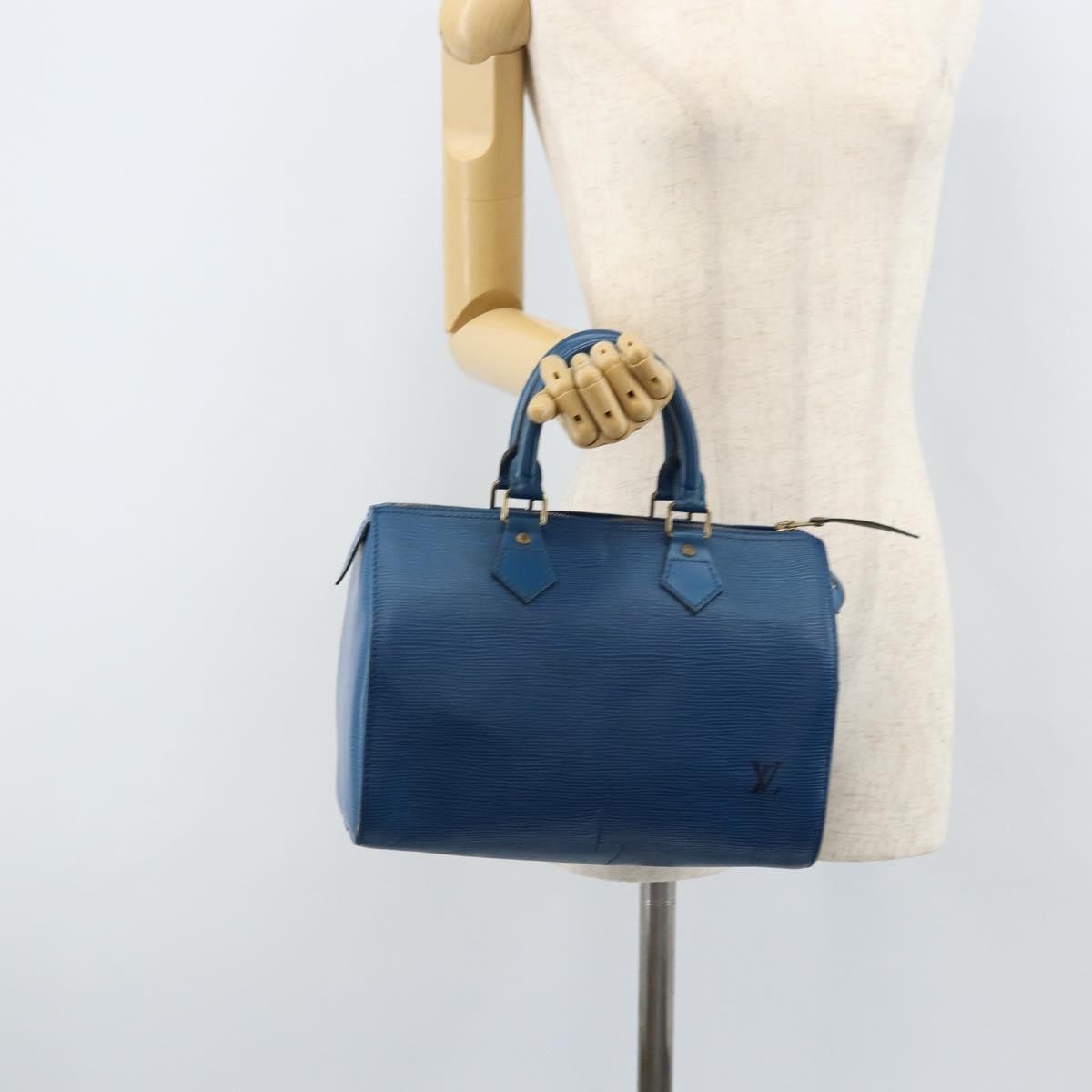 Louis Vuitton Speedy Handbag Epi Leather, BLUE, LEATHER, Handbag