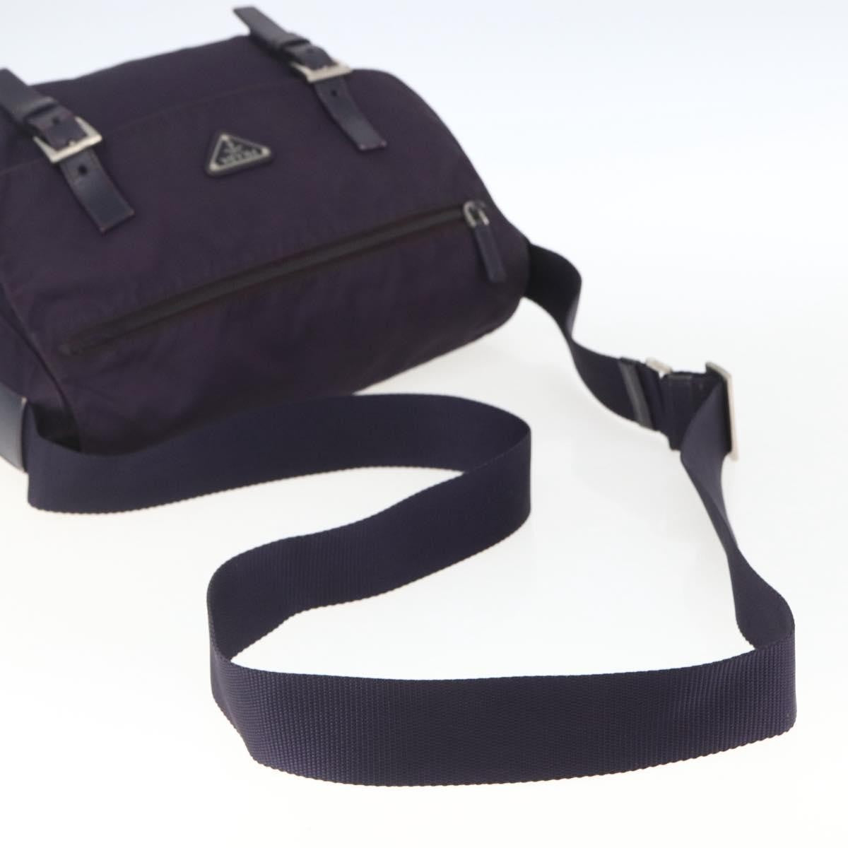 Prada Double Buckle Flap Messenger Bag Tessuto, PURPLE, NYLON, Shoulder bag