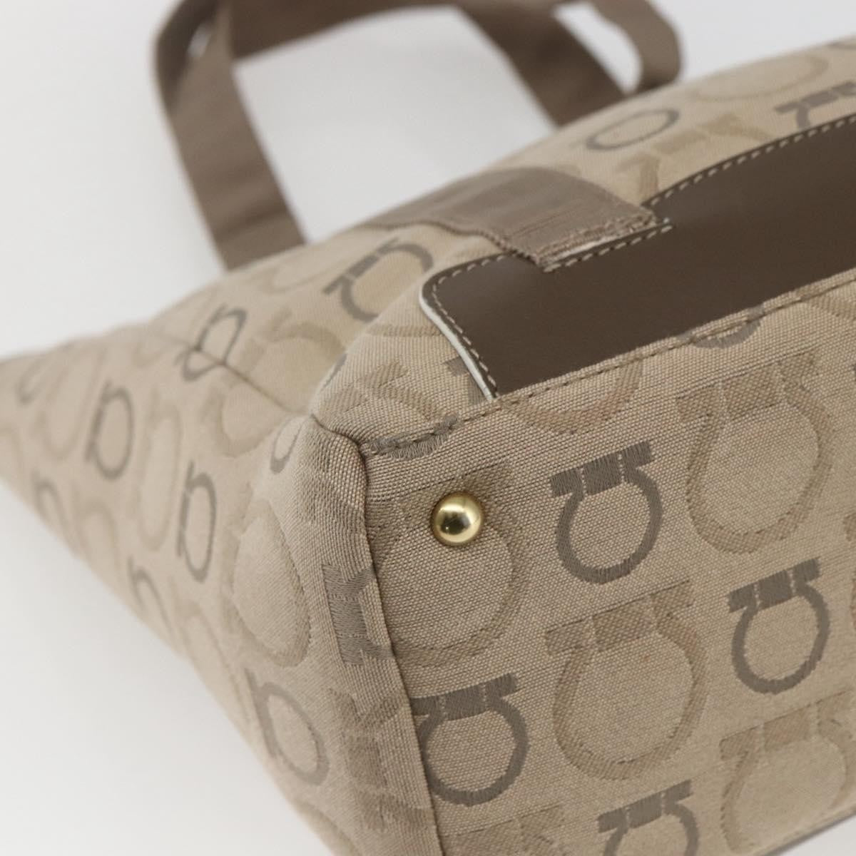 Salvatore Ferragamo Gancini Tote Gancini Canvas, BEIGE, CANVAS, Tote bag