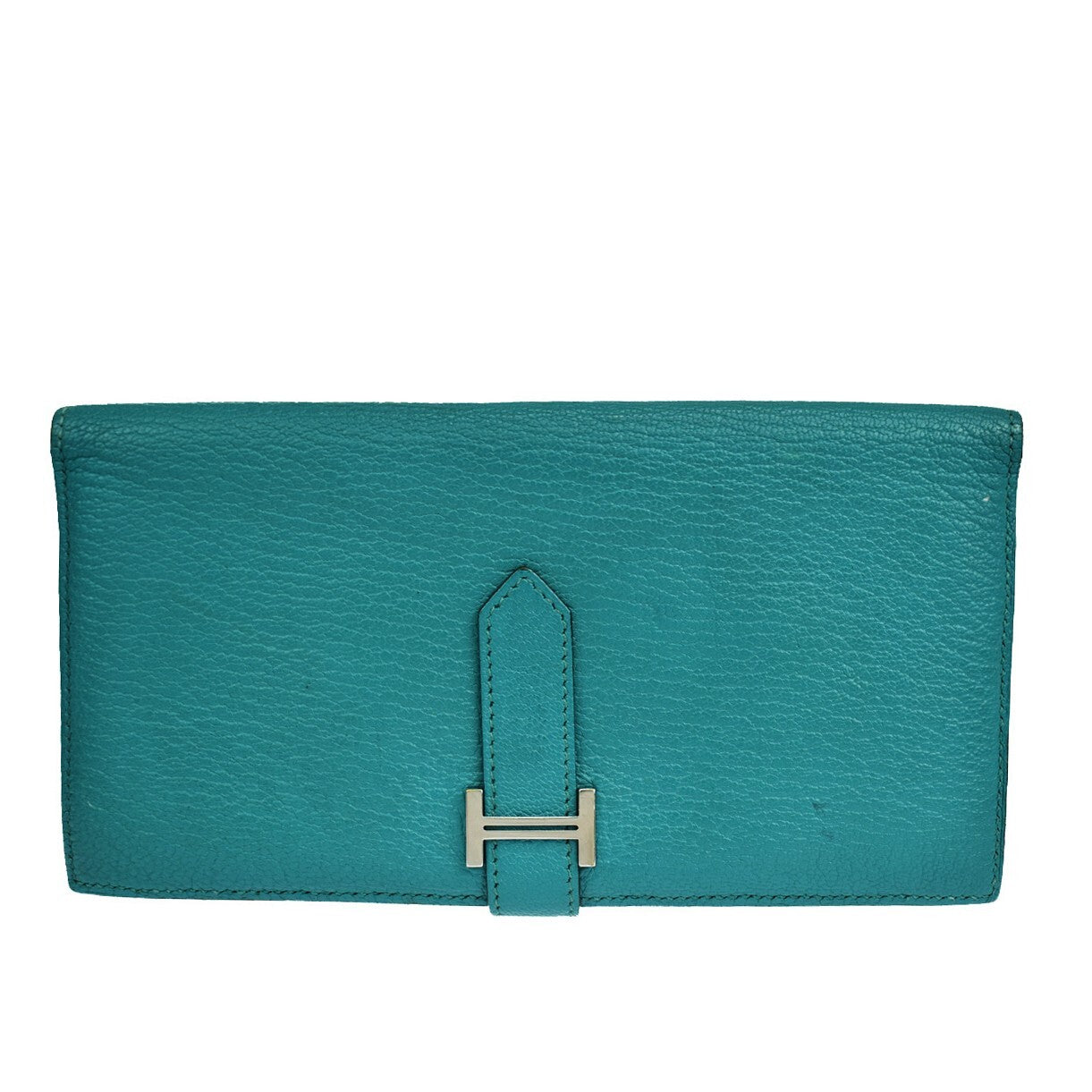 Hermes Bearn Wallet Chevre Mysore, BLUE, LEATHER, Wallets