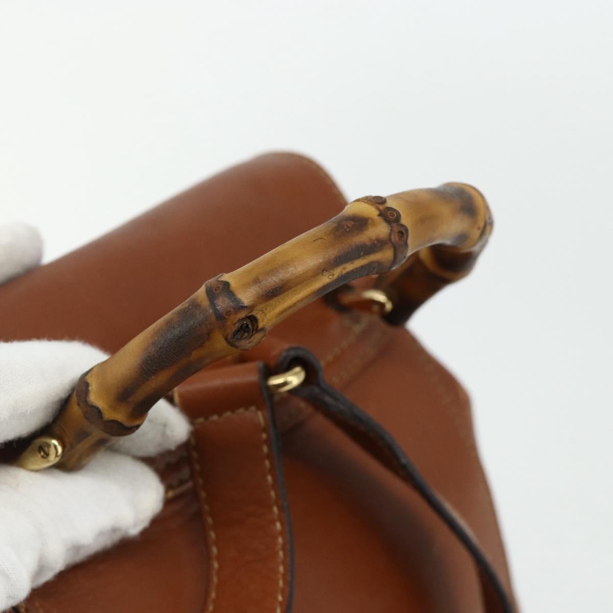 Gucci Vintage Bamboo Backpack Leather, Brown, Leather, Backpack