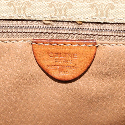 Celine Vintage Macadam Shoulder Bag Canvas and Leather, BEIGE, CANVAS, Shoulder bag