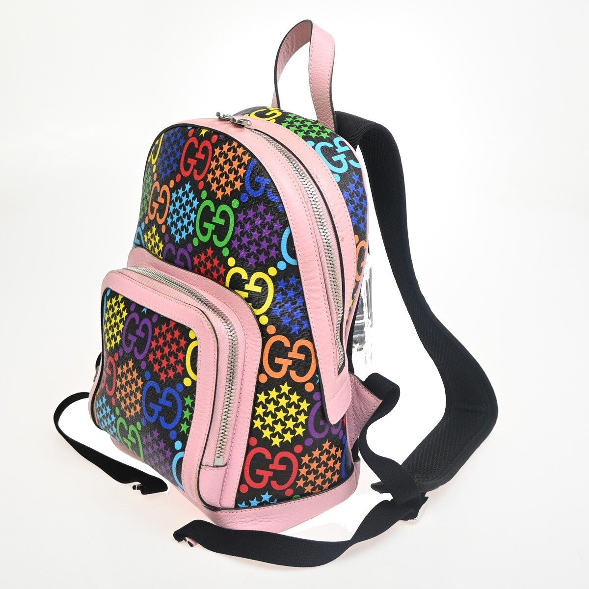 Gucci Zip Pocket Backpack Psychedelic Print GG Coated Canvas, MULTICOLOUR, LEATHER, Backpack