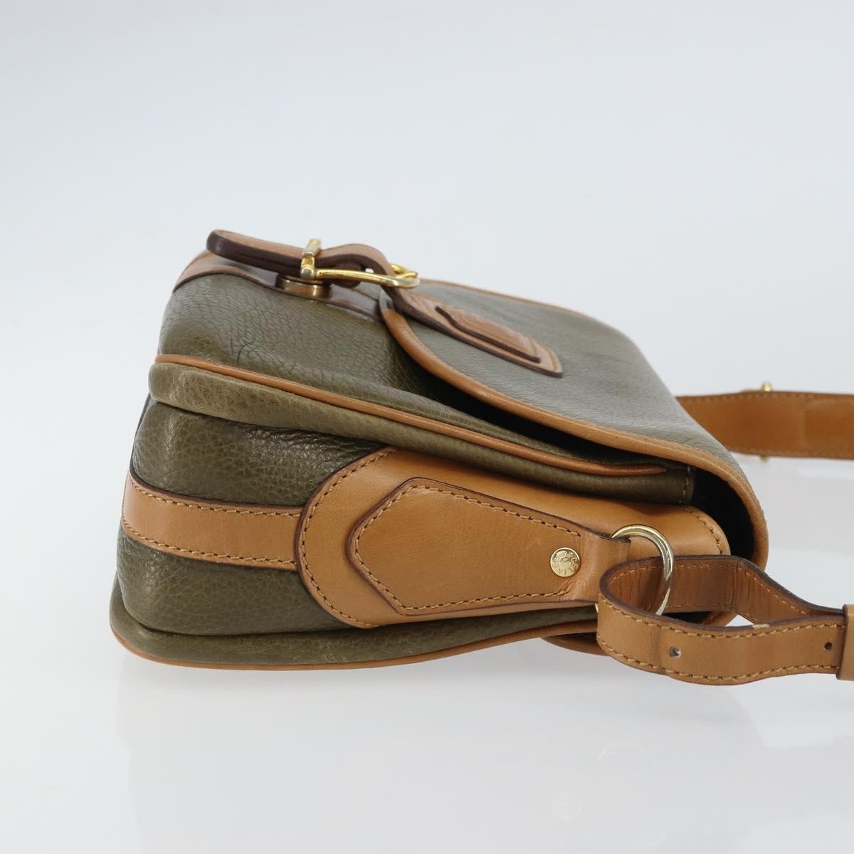 Celine Vintage Shoulder Bag Leather, KHAKI, LEATHER, Shoulder bag